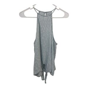 Miou Muse 100% tencel light blue white halter top size L